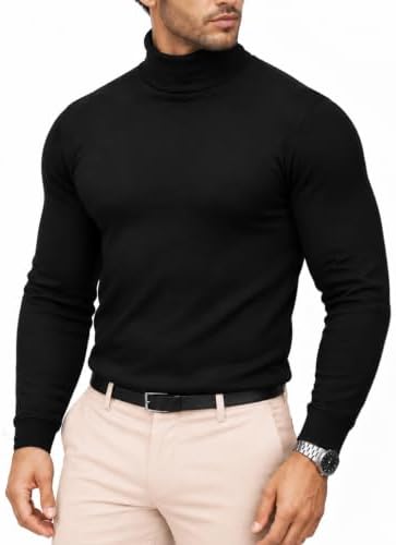 Utopia Wear Cotton Blend Turtleneck Men Slim Fit UPF 50+ Pullover Sweater