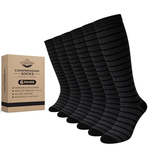 Image of Diamond Star 6 Pairs Compression Socks for Men & Women, Knee High Socks