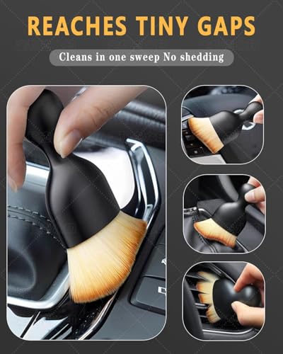 Image of 2Pcs Car Interior Cleaning Brush Combo | AC Vent Brush | Scratch Free Car Duster | Soft Bristles Car Brush for Cleaning Car Interior Dusting Tool PC Laptop Keyboard