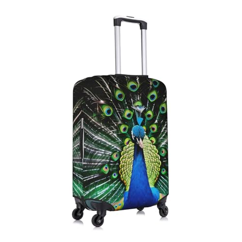 Fresh Peacock Print Personalized Travel Luggage Cover With Zipper, Elastic Luggage Cover,For Daily Use3