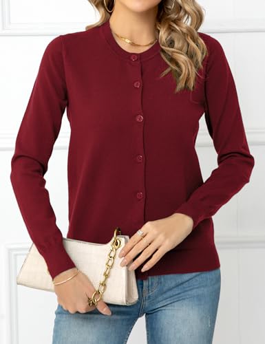 Women's Button Down Open Front Cardigan Sweaters Crew Neck Long Sleeve Outfits Fall Fashion 2025 Clothing3