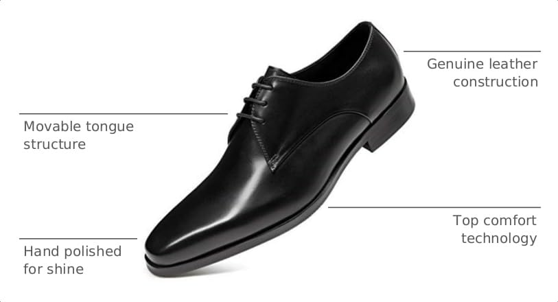 Image of Mens Oxford Shoes Genuine Leather Dress Shoes