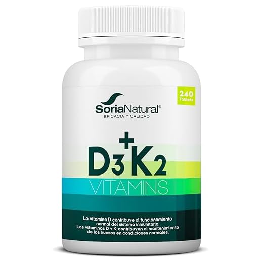 Vitamina D3 y K2 4000 UI D3 + 200µg MK7-240 comprimidos Dosis Alta para Reforzar tus Huesos, Dientes, Sistema Inmunologico y Vitalidad - Vitamina K2 MK7 Vitamina D Soria Natural