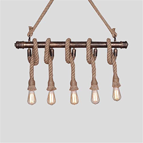 NIUYAO Industrial Hemp Rope Pendant Light 39''W Hanging Lamp
