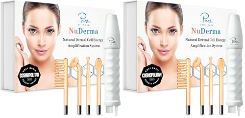 Image of Pure Daily Care NuDerma Handheld Skin Therapy Wand Machine w /Neon - Anti-Aging - Skin Tightening - Wrinkle Reducing - Dark Circles - Clarifying - Hair & Scalp Stimulator (Pack of 2)