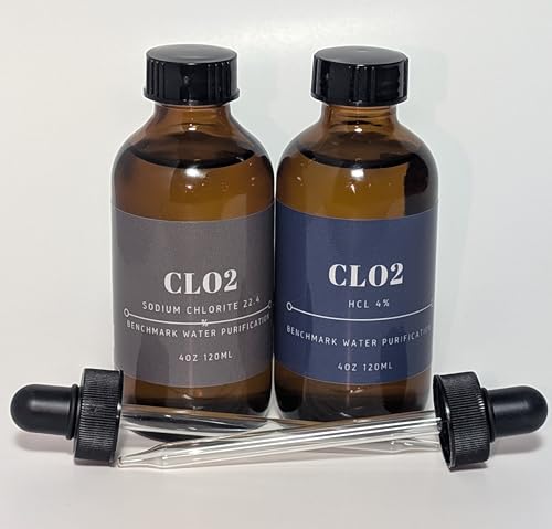 Chlorine Dioxide Kit | Hydrochloric Acid 4% (HCl) : Sodium Chlorite Solution 22.4% (8oz) Liquid Set