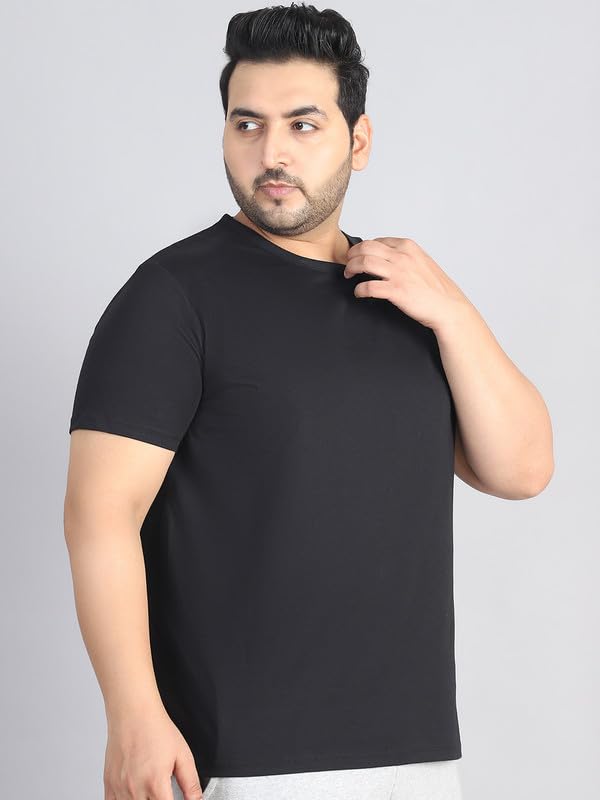 Rute Men's Pure Cotton Round Neck Half Sleeve Black T-Shirt 2