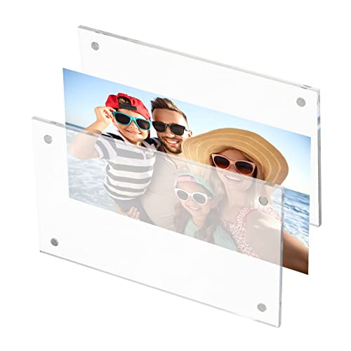 PATIKIL 2.8" x 4.7" x 0.2" Acrylic Picture Frame, Magnetic Photo Frames Display Double Sided for Family Home Office Clear - Image 3