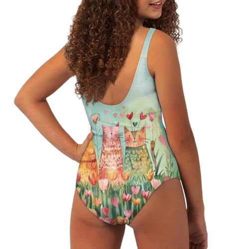 Image of One Piece Bathing Suit for Teen Girls Comfy Crewneck Backless Bathing Suit