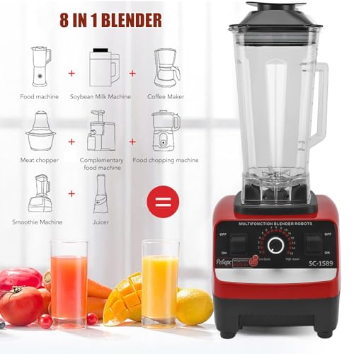 4500W Countertop Blender, Professional Food Processor, 2L Large Capacity Jug Blender with Spare 600ml Grinding Cup, 15 Speed Smoothie Blender for Smoothies, Shakes, Frozen Drinks, Ice, Sauces - Image 5