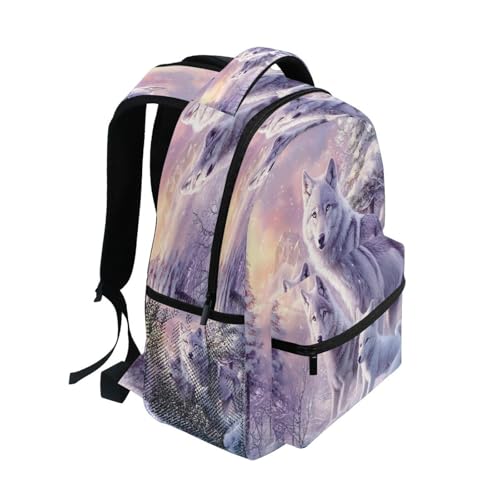 Wolf Snow Landscape Backpack for School Boys Girls Adults Kids Bookbag Laptop Bag 15L2