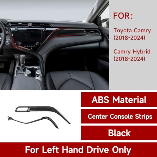 Image of 2PCS Center Console Strips Trim Molding Cover Decal Carbon Color ABS Sticker Passenger Dash Decoration Compatible with Toyota Camry XV70 2018-2024 Accessories