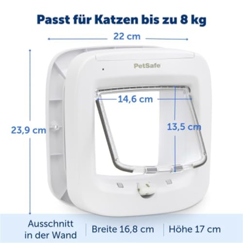PetSafe - Mikrochip-Katzenklappe - Außen- oder Innentür für Katzen - RFID-Zugang für bis zu 40 Haustiere - 4 Verschlussoptionen, Wetterfest, Einfache DIY Montage - Weiß