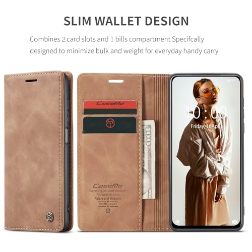 Coque Xiaomi Poco M5S et Redmi Note 10 en cuir brun avec protège-écran - 7