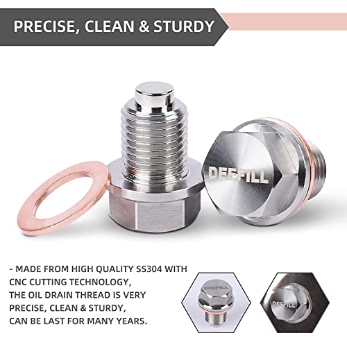 Deefill D-M14 X 1.5 X 1.5 Magnetic Oil Drain Plug, Stainless Steel Oil Drain Plug With Copper Crush Washer Replacement thumb #3
