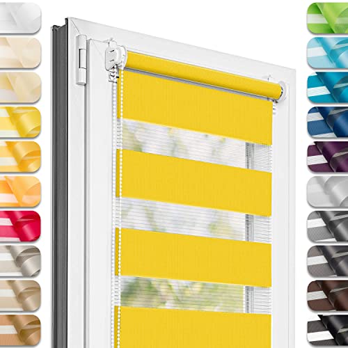 Estika - Estor Doble con Sistema Klemmfix sin taladrar 120 cm x 50 cm - Limonada de Limon - 27 Colores, Estor dúo para día y Noche, protección Visual para Ventanas