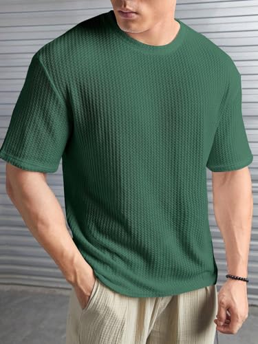 Image of Streetwear Dot Waffle Popcorn Round Neck Cotton Tshirt for Men