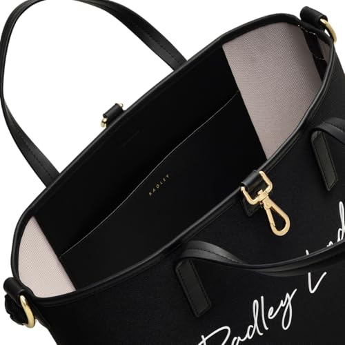 RADLEY London Addison Gardens Signature Responsible Women's Medium Recycled Canvas Open Top Satchel Bag, Black3