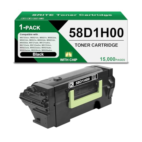 Image of SRITE 58D1H00 58D1H0E Black Toner Cartridge with chip [15,000 Pages]