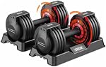 SKOK 25/55 lbs Paire Réglable Ensemble de Dumbbells, Réglable Poids Ensemble de dumbbelles pour hommes et femmes avec Anti-dérapant Réglage rapide Poids par Tournage Poignée, Dombbell noir avec plateau