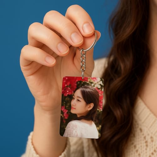 Image of Customized personalized Double Side Keychain With QR And Image | Best gift for couple