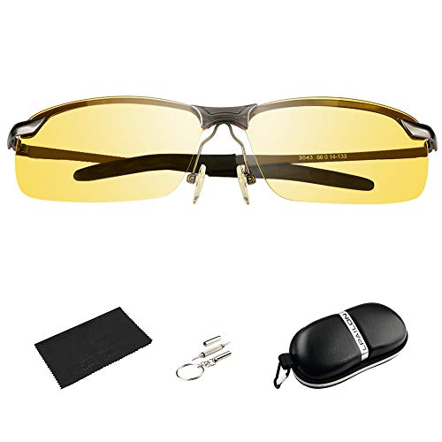 Lunettes de Conduite de Nuit, UV400 Surlunettes Polarisées Anti-Reflets avec Vision Nocturne HD pour Femmes Hommes