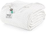 Utopia Bedding Manta Tipo Gofre De Algodón De 300 gsm (Blanco - 228x228 cm), Edredón Suave, Ligero Y Transpirable para Todas Las Estaciones