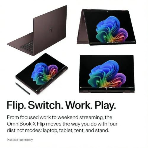 Image of HP OmniBook X Flip 2-in-1 Laptop 14 inch WUXGA OLED Touch (100% DCI-P3) AMD Ryzen AI 5 430 (Up to 50 Tops) 16GB RAM 2TB SSD Backlit for Creator Designer Business Professional Win11 ICP Hub