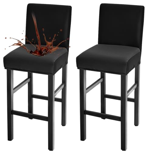 Image of FUANGUI Bar Stool Covers Set of 2, Waterproof Stretch Bar Stool Seat Covers | Washable Removable Bar Chair Covers with Backs Slipcovers, Bar Chair Covers Square for Kitchen Dining Room Cafe