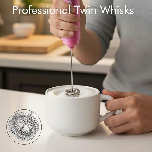 Image of Rechargeable Milk Frother Handheld, 2-IN-1 Dual Spring Whisk Electric Frother Wand for Cappuccino Latte Macchiato, Portable Drink Mixer for Coffee, Matcha, Hot Chocolate
