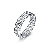 Valentine's Day Gifts for Him Sterling Silver Sturdy Cuban Knot Link Chain Wedding Eternity Band Rin