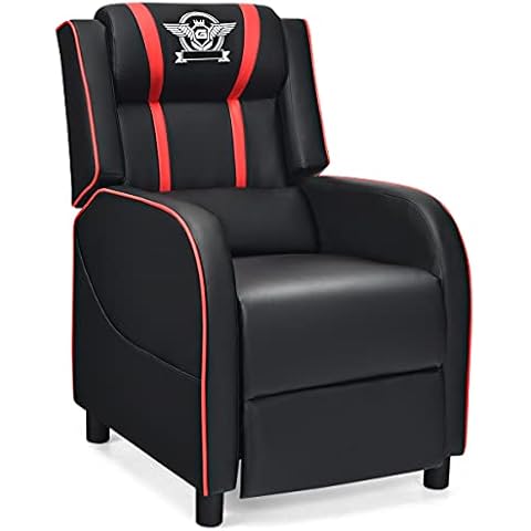 COSTWAY Adjustable Gaming Recliner with Lumbar Support Cover