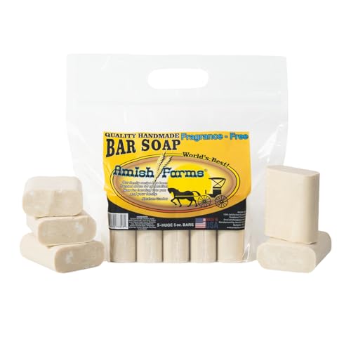 Amish Farms Fragrance-Free Bar Soap Bar w/All Natural Bentonite Clay | Vegan | Made in USA, Moisturizing for Sensitive Skin | Women & Mens Face & Body Bar Soap | 5 Ounce Each (5 Bars)