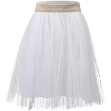 elamccor Toddler Baby Girl's Tutu A Line Knee Length Tulle Layered Long Party Skirt for Little Big Girls 1T-16T White