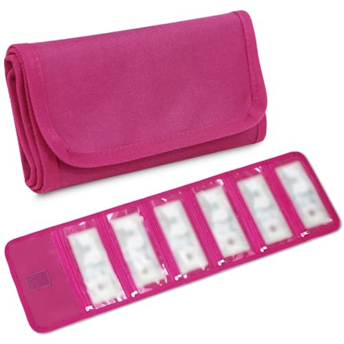 Image of Money Wallet, Money Organizer for Cash with 6 Zippered Pocket Multipack Money Pouch, Cash Bill Organizer, Envelope Wallet Money Bag Small Travel Money Holder for Budgeting, Receipt and Tips (Berry)