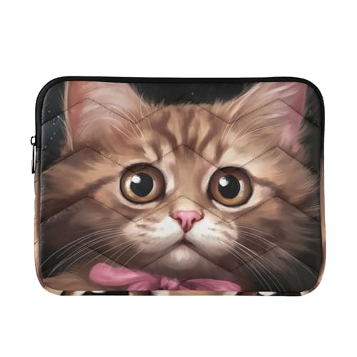 Funda para portátil 13-14 pulgadas con diseño de gato marrón
