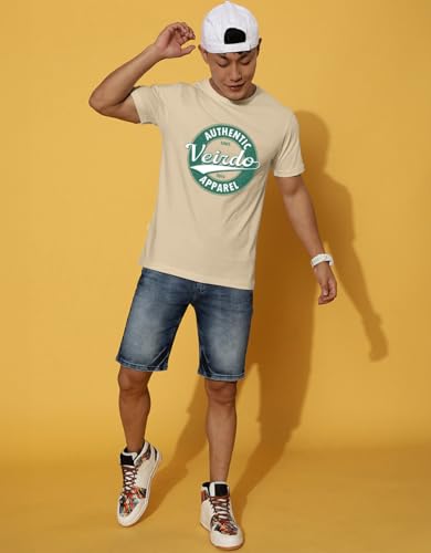 Image of Veirdo Men's T-Shirt Regular Fit Round Neck Pure Cotton Half Sleeve Graphics Printed T-Shirt Different Size Range S to 2XL