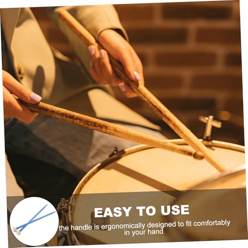 Baquetas Vaguelly para batería y percusión, par doble extremo de madera de arce con cabezas suaves de fieltro, color azul miniatura 3