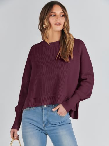 Image of ANRABESS Cropped Sweaters for Women Long Sleeve Oversized Fall Outfits