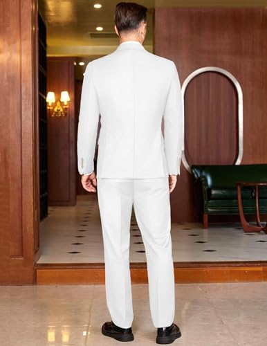 COOFANDY Men's 2 Piece Double Breasted Suits Slim Fit Tuxedo Jacket and Dress Pants Set for Wedding Business Prom3