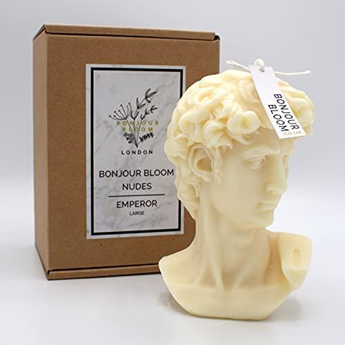 Bonjour Bloom Nudes | Human Statue Body Scented Candle - Emperor | Large Bust Candle, David Statue, Renaissance Venus Bust Sculpture, David Head, Greek Statue, Michelangelo's David