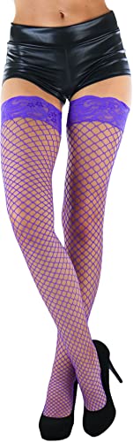 Image of ToBeInStyle Women's Vibrant Large Net Fishnet Thigh High Elastic Nylon Novelty Stockings