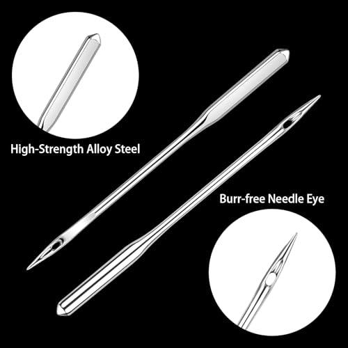 Hoiny 100 Pcs Universal Sewing Machine Needles, 5 Size Needles with Bobbin, Needle Threader, Ripper, Compatible with Singer Brother Janome (HAX1 65/9,75/11,90/14,100/16,110/18)