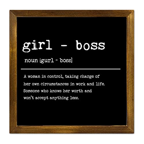Déco murale Girl Boss plaque bois rustique salon