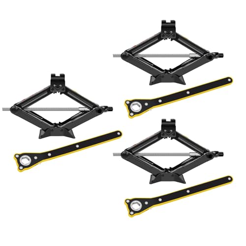 Banas Cric à Ciseaux 2 tonnes pour Voitures, SUV et Camping-Cars, kit de cric Portable et Robuste, kit de Changement de Pneu à Levage Rapide de 11 cm à 39...