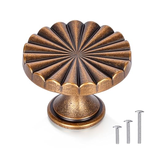 CEYMIO 1.4 Inch 8 Pack Antique Brass Cabinet Knobs -