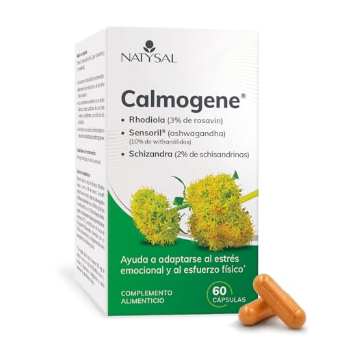Calmogene con Rhodiola, Ashwagandha Sensoril y Schizandra, | Antiestrés y Energizante Natural | 60 cápsulas | Relaja el Sistema Nervioso y Muscular | Para un Mejor Estado de Ánimo y Sueño