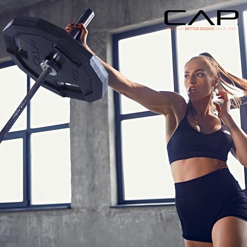 image for CAP Barbell 12-Sided Rubber Coated Olympic Weightlifting Grip Plates �