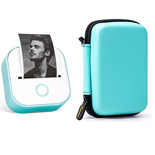 Memoking Sticker Printer - Mini Thermal Printer, T02 Sticker Maker Machine, Portable Bluetooth Pocket Phone Printer And Case, Green #TOP23