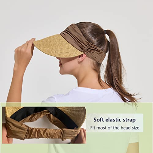 Facecozy Straw Sun Visor Hats For Women Foldable Sun Hats Women Summer Roll Up Ponytail Beach Hats Women Uv Protection #TOP1